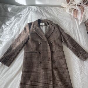 OAK + FORT Brown Plaid Blazer Coat